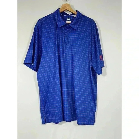 Cutter & Buck CB DryTec Mens Polo Golf Shirt XL Sapphire Blue Orange Custom Embr - Picture 2 of 10